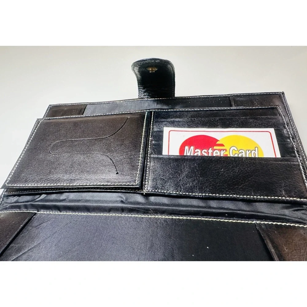NEW Black Vintage Genuine Leather Wallet/organiser  Size-9x4x0.5 in